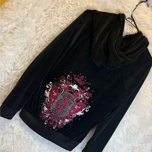 Juicy Couture Velvet Zip-Up Hoodie – Size XL  Y2K | Rare | Velour | Rhinestones👑